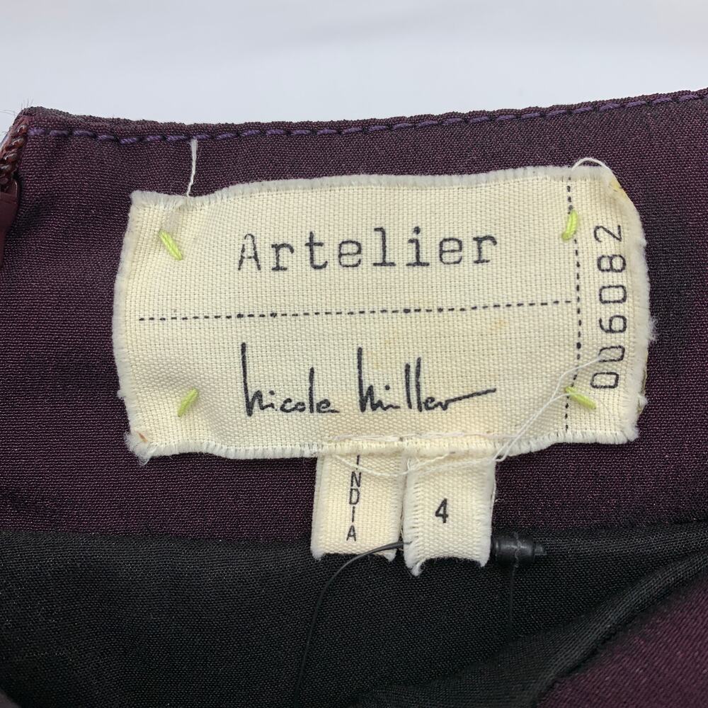 Nicole Miller Artelier Ruched Straight Skirt Womens Size 4 Purple Suede Leather - Picture 5 of 7